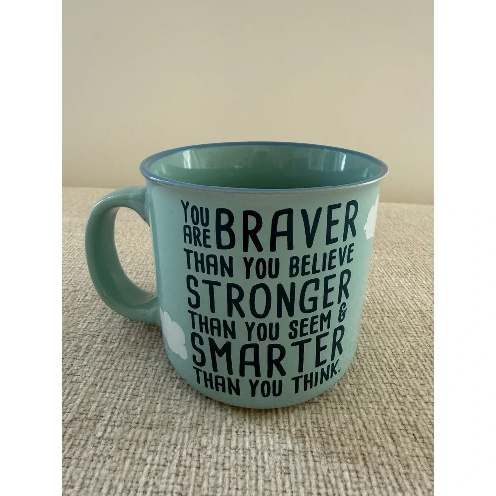 New Disney You Are Braver Stronger Smarter Winnie the Pooh Blue Coffee Mug 20oz